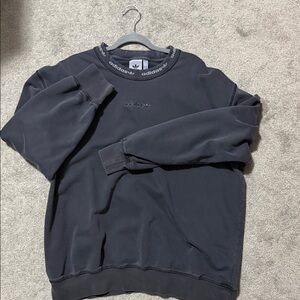 adidas Originals Black Crewneck Sweatshirt with Neck Branding